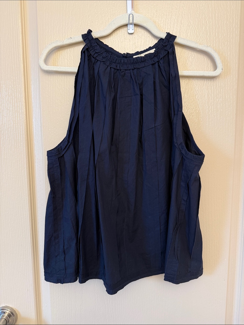 Ulla Johnson Navy Sleeveless Gathered Neck Tank